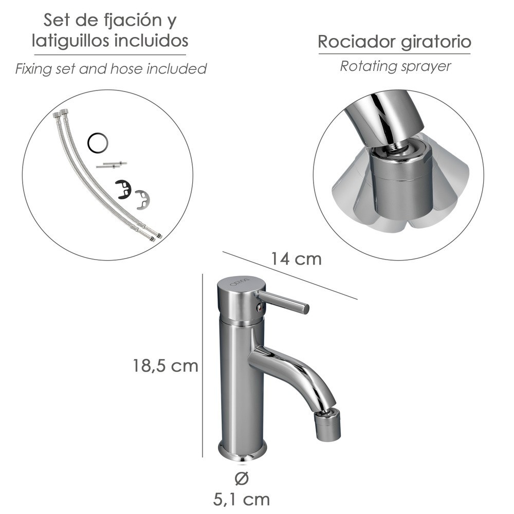 Monomando Bide "Dresde" Grifo Baño, Grifo Encimera, Grifo Cocina, Grifo Mezclador, Cartucho Ceramico Ø 35 mm, al por Mayor | Alm