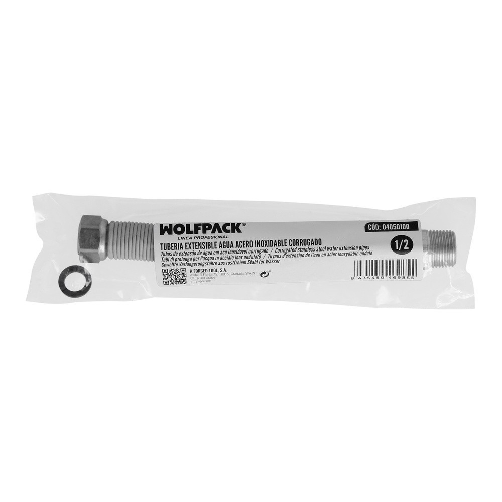Tuberia Extensible Agua Acero Inoxidable Corrugado, Longitud de 22,5 a 30 cm, Tomas 1/2" al por Mayor | Almacén de Ferretería