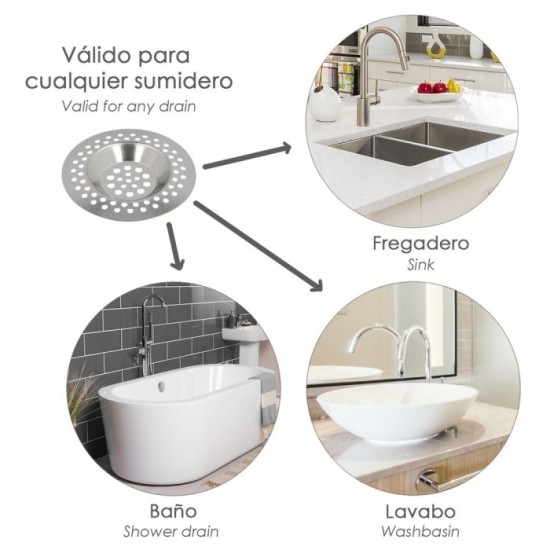 Filtro Cestillo Para Lavabo / Fregadero Inoxidable 8 cm, al por Mayor | Almacén de Ferretería