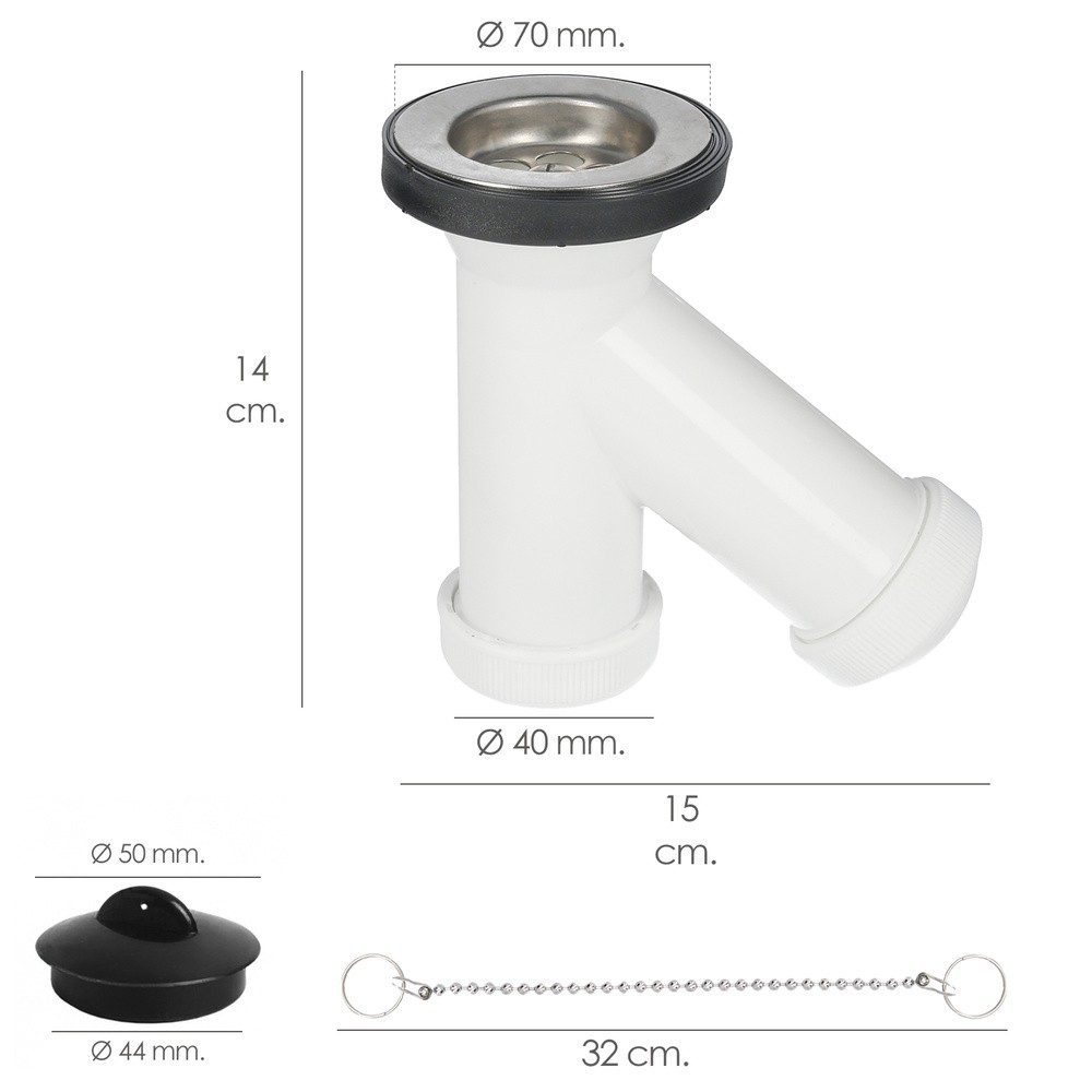 Sifon y Griega Con Valvula y Tapon 1-1/2"  Salida De Ø 40 mm, al por Mayor | Almacén de Ferretería