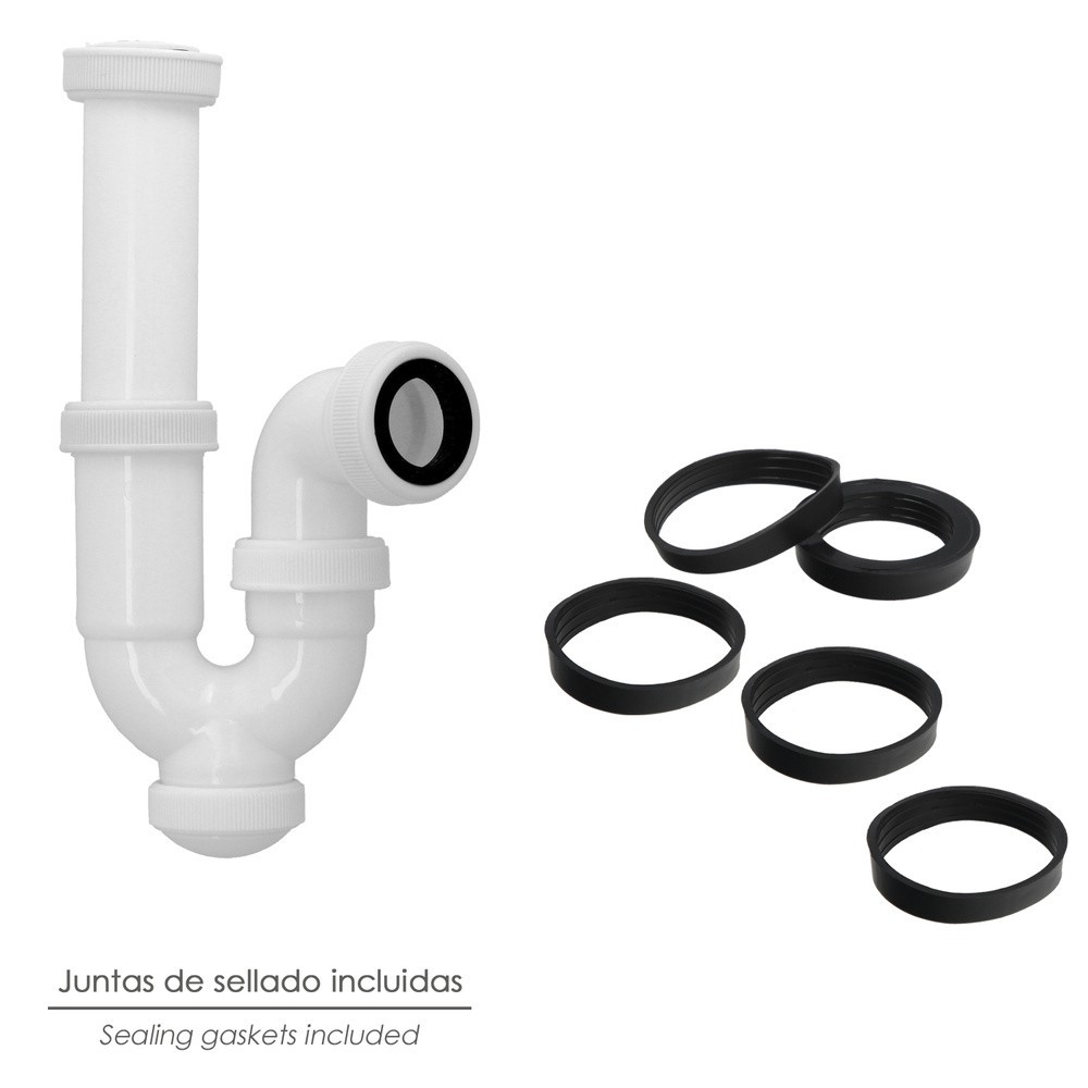 Sifon Curvo ExtensibleTuerca Loca  1 1/2" Ø 40 Mm al por Mayor | Almacén de Ferretería