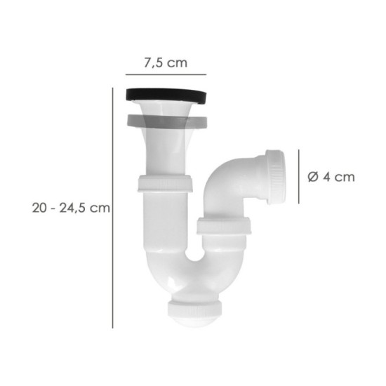 Sifon Curvo Extensible Con Valvula y Tapon 1 1/2" Ø 40 Mm al por Mayor | Almacén de Ferretería