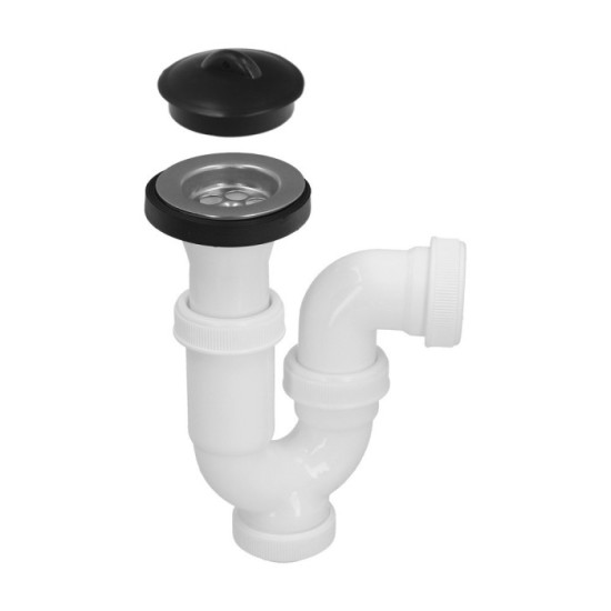 Sifon Curvo Extensible Con Valvula y Tapon 1 1/2" Ø 40 Mm al por Mayor | Almacén de Ferretería