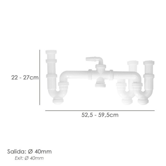 Sifon Doble Con Racor 1 1/2" Salida Ø 40 Mm Extensible al por Mayor | Almacén de Ferretería
