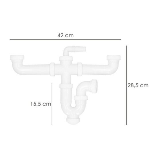 Sifon Doble Con Doble Evacuacion 1 1/2" Ø 40mm al por Mayor | Almacén de Ferretería