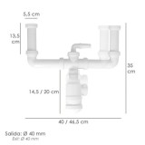 Sifon Doble Extensible Con Botella Salida 1 1/2" Salida Ø 40 mm, al por Mayor | Almacén de Ferretería