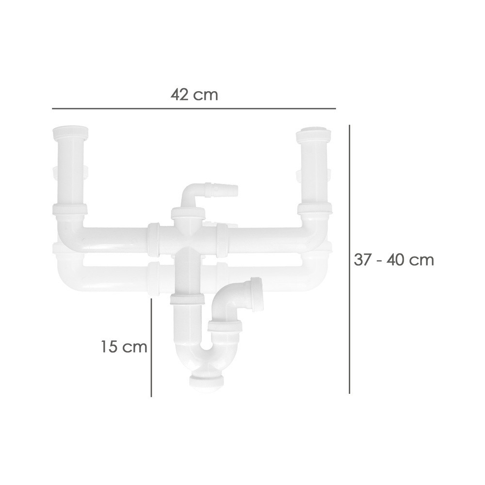Sifon Doble Extensible Con Dos Evacuaciones  1 1/2" Salida De Ø 40 Mm al por Mayor | Almacén de Ferretería