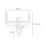 Sifon Doble Extensible Con Dos Evacuaciones  1 1/2" Salida De Ø 40 Mm al por Mayor | Almacén de Ferretería