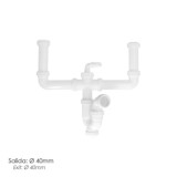 Sifon Doble Extensible Con Dos Evacuaciones  1 1/2" Salida De Ø 40 Mm al por Mayor | Almacén de Ferretería