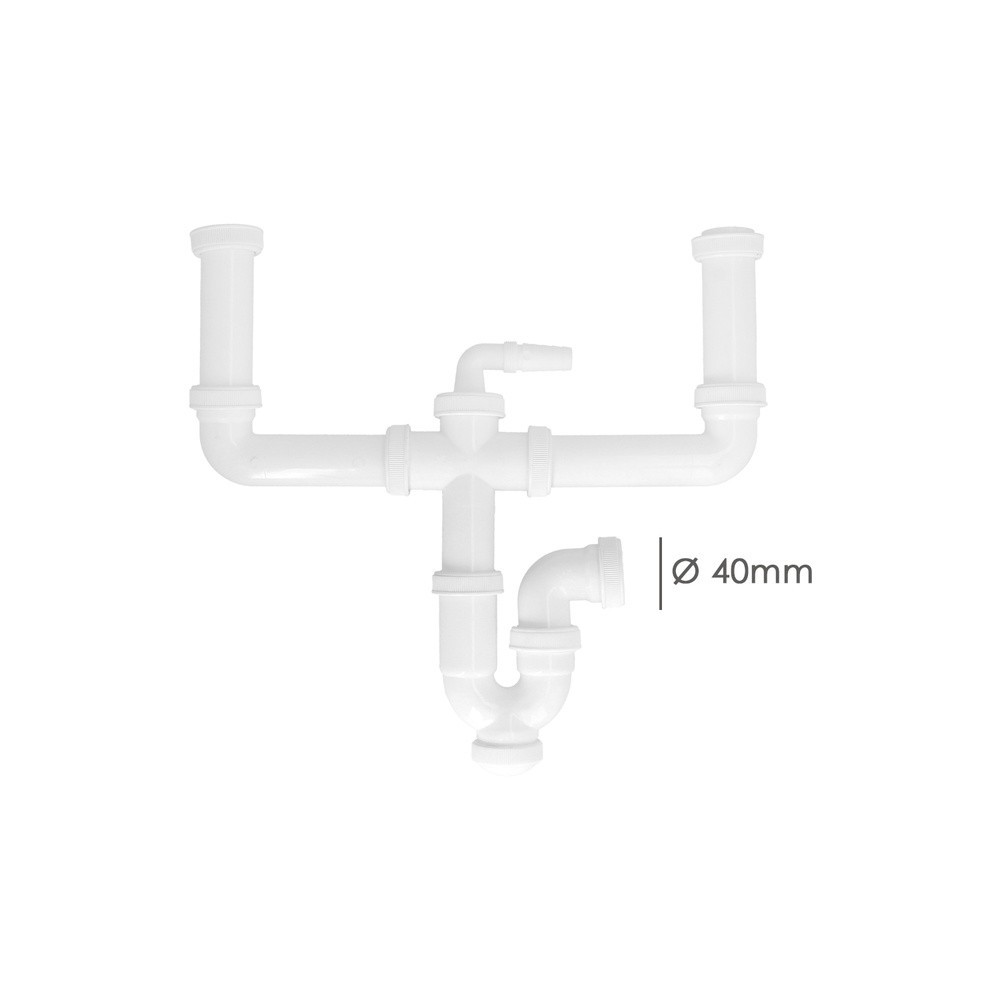 Sifon Doble Extensible Con Dos Evacuaciones  1 1/2" Salida De Ø 40 Mm al por Mayor | Almacén de Ferretería