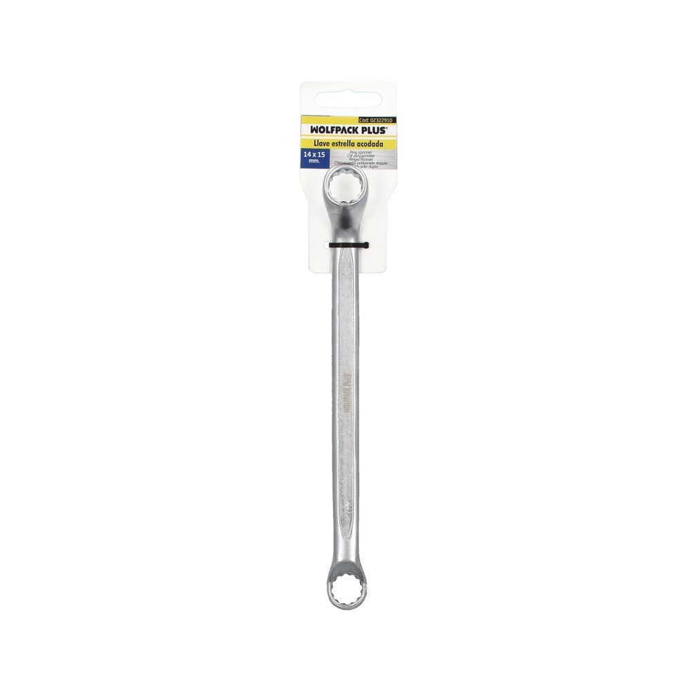 Llave Estrella Acodada Plus Acero Cromo Vanadio 14x15 DIN 838, Llave Doble Boca Acodada, Llave Fija Estrella Acodada al por Mayo