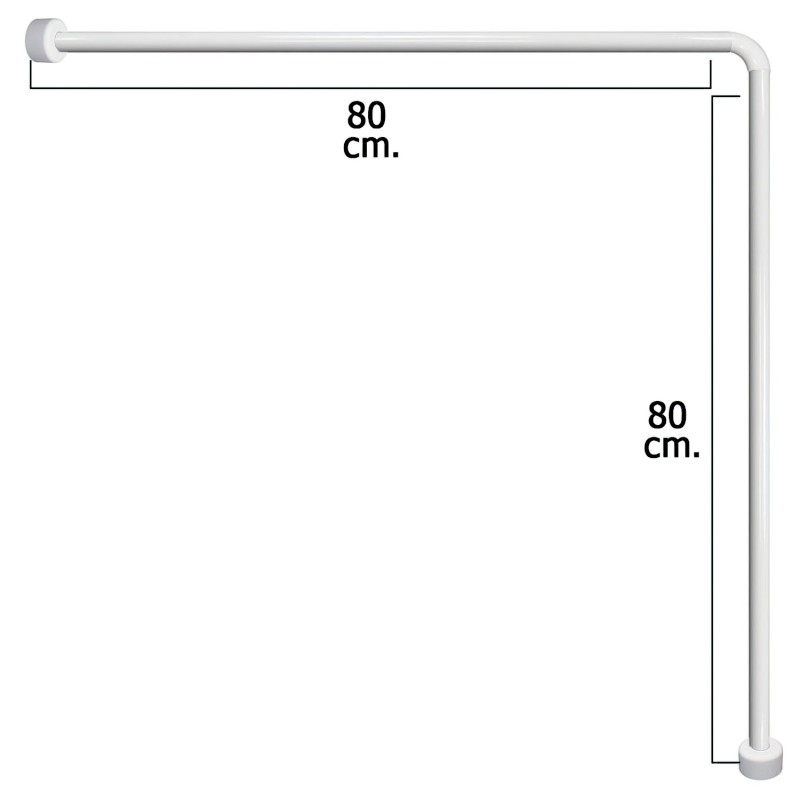 Barra Para  Cortina Ducha Universal Aluminio Blanco 80x80 cm,