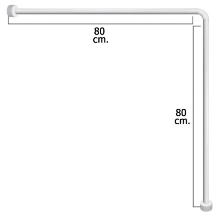 Barra Para  Cortina Ducha Universal Aluminio Blanco 80x80 cm,