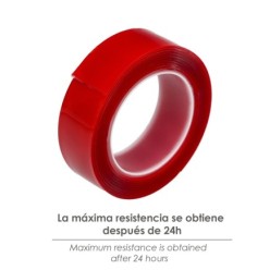 Cinta Doble Cara Elástica transparente 1,5 m, x 19 mm,