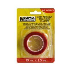 Cinta Doble Cara Elástica transparente 1,5 m, x 19 mm,