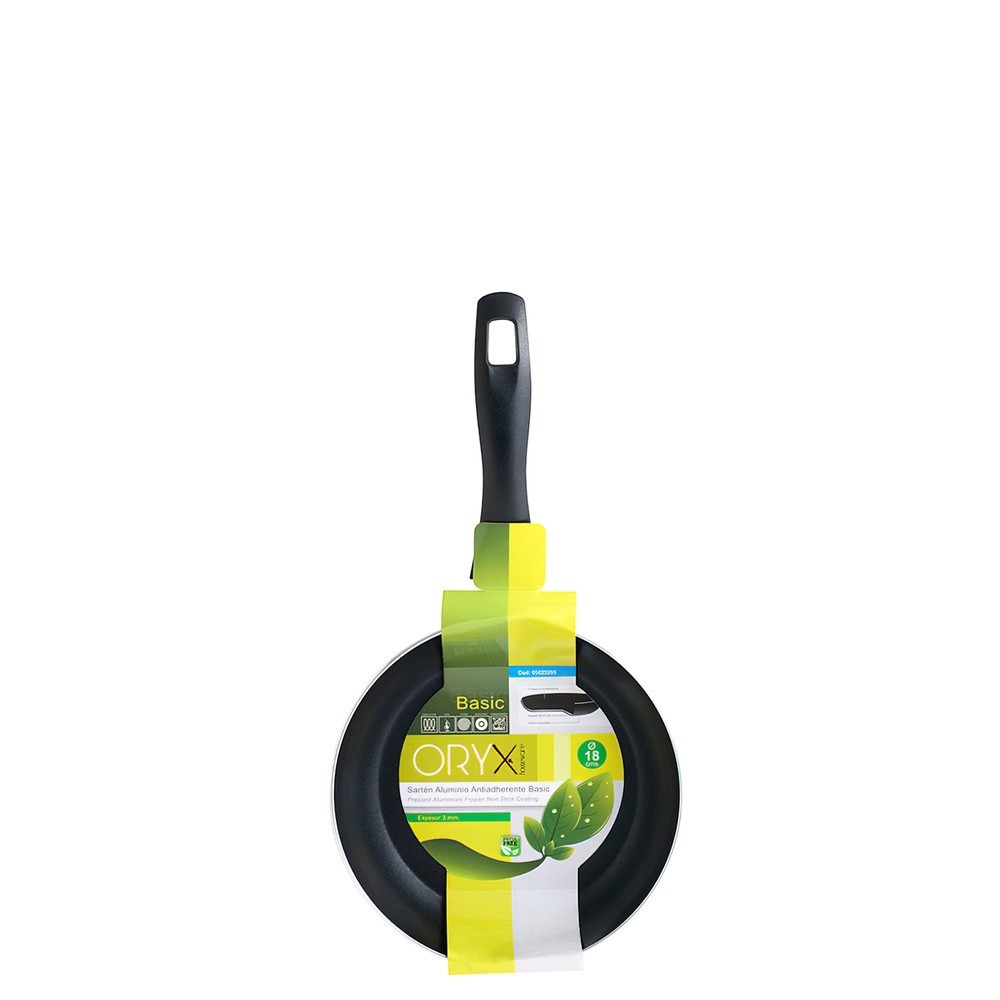 Oryx Sartén Aluminio Antiadherente Basic, Alta Resistencia, Apta Inducción, Libre PFOA, Diámetro 18 cm, Espesor 3 mm, al por May