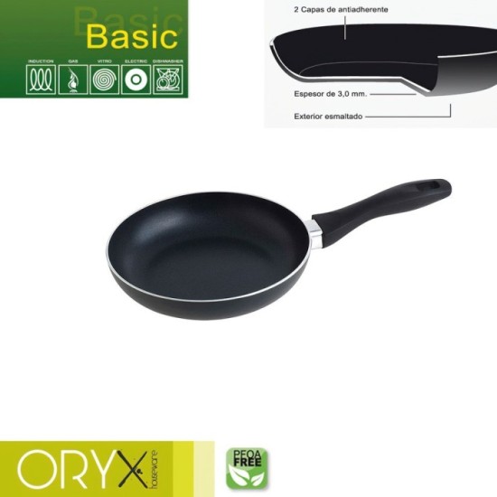 Oryx Sartén Aluminio Antiadherente Basic, Alta Resistencia, Apta Inducción, Libre PFOA, Diámetro 20 cm, Espesor 3 mm, al por May