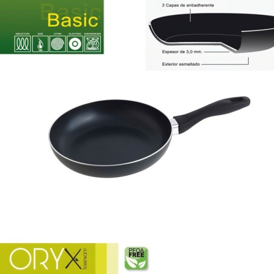 Oryx Sartén Aluminio Antiadherente Basic, Alta Resistencia, Apta Inducción, Libre PFOA, Diámetro 22 cm, Espesor 3 mm, al por May