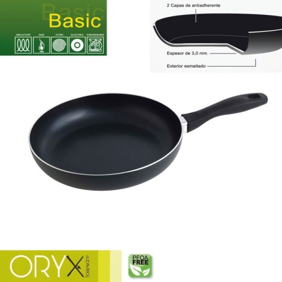 Oryx Sartén Aluminio Antiadherente Basic, Alta Resistencia, Apta Inducción, Libre PFOA, Diámetro 26 cm, Espesor 3 mm, al por May