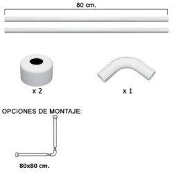 Barra Para  Cortina Ducha Universal Aluminio Blanco 80x80 cm,