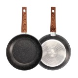 Sarten Aluminio Forjado Antiadherente Ø 24 x 5 cm, Mango Engomado / 5 capas / Acabado Piedra / Apta Para Todo Tipo de Cocinas al