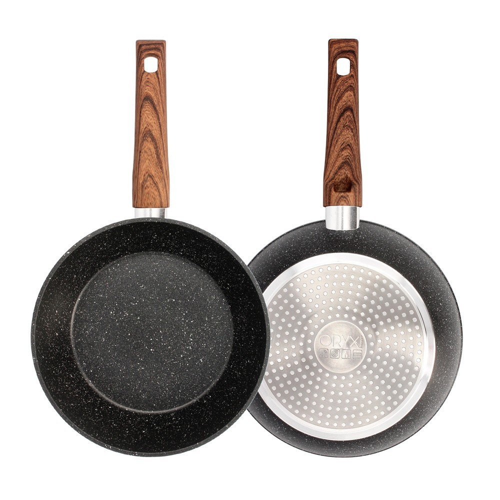 Sarten Aluminio Forjado Antiadherente Ø 24 x 7 cm, Mango Engomado / 5 capas / Acabado Piedra / Apta Para Todo Tipo de Cocinas al