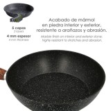 Sarten Aluminio Forjado Antiadherente Ø 24 x 7 cm, Mango Engomado / 5 capas / Acabado Piedra / Apta Para Todo Tipo de Cocinas al