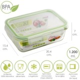 Recipiente Hermetico Cristal Rectangular 1200 ml, 20,4 x 15,4 x 7 (alt) cm, al por Mayor | Almacén de Ferretería