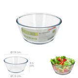 Bol De Cristal, Ideal Para Mezclas, 1,5 Litros, Libre BPA, Cristal De Borosilicato,Ensaladas, Postres, Cocina, Resposteria al po
