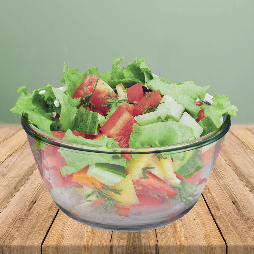Bol De Cristal, Ideal Para Mezclas, 2,0 Litros, Libre BPA, Cristal De Borosilicato,Ensaladas, Postres, Cocina, Resposteria al po