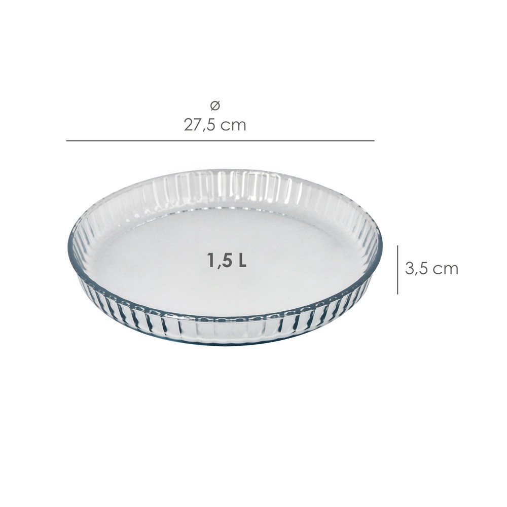 Molde Rizado Horno Cristal Borosilicato Ø 28 cm, Ideal Postres, Cocina, Resposteria, Tartas, Quiche, Libre BPA al por Mayor | Al