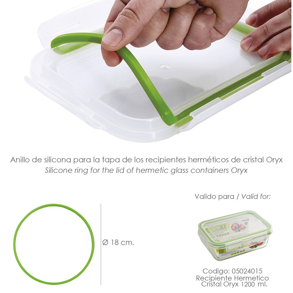 Anillo Silicona Para Recipiente Hermetico Cristal Rectangular 1,200 ml, al por Mayor | Almacén de Ferretería