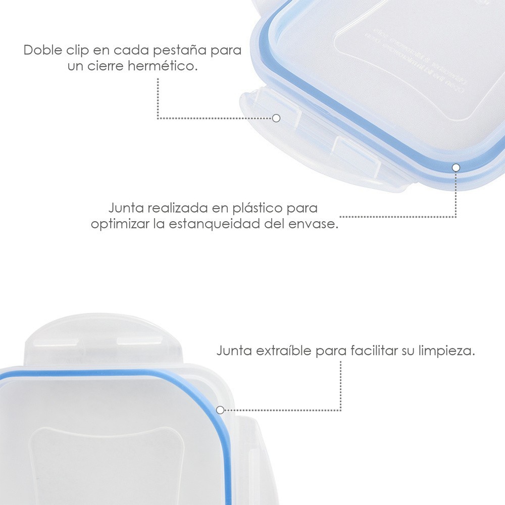 Recipiente Hermetico Plastico Rectangular 2,500 ml, 25x18x8,5 (Alt,) cm, al por Mayor | Almacén de Ferretería