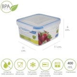 Recipiente Hermetico Plastico Cuadrado 400 ml,  11x11x6 (Alt,) cm, al por Mayor | Almacén de Ferretería