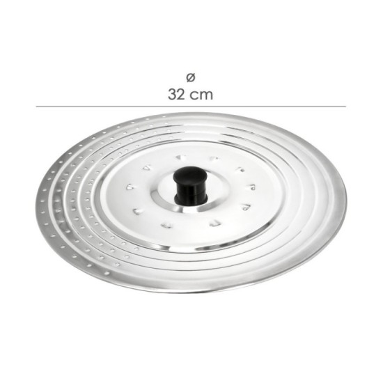 Tapadera Multiusos Acero Inoxidable Ø 32 cm, Uso Tapa Anti Salpicaduras y Escurridor, Tapadera Adpatable Diferentes Medidas al p
