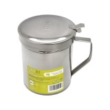 Grasera Acero Inoxidable Para Carne, Aceitera Aceite Usado 0,5 lts, Con Colador y Tapa, Recipiente Reciclaje Aceite Usado Carne 