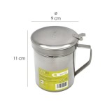 Grasera Acero Inoxidable Para Carne, Aceitera Aceite Usado 0,5 lts, Con Colador y Tapa, Recipiente Reciclaje Aceite Usado Carne 