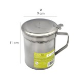 Grasera Acero Inoxidable Para Pescado Aceitera Aceite Usado 0,5 L, Con Colador y Tapa, Recipiente Reciclaje Aceite Usado Pescado