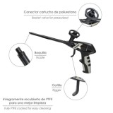 Pistola Para Espuma Poliuretano Recubriemiento Integro PTFE  (Interior y Exterior) Pistola Calafatear, Rellenar, Sellar al por M