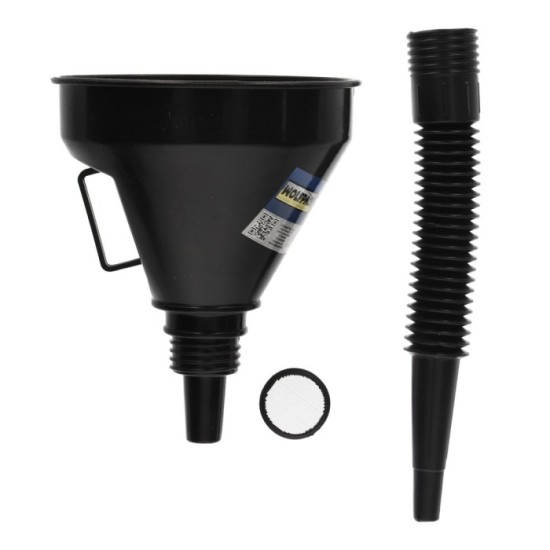 Embudo Boca Ancha Ø 145 mm,Con Prolongador Flexible y Filtro Metalico, Embudo gasoil, embudo gasolina, embudo combustible al por
