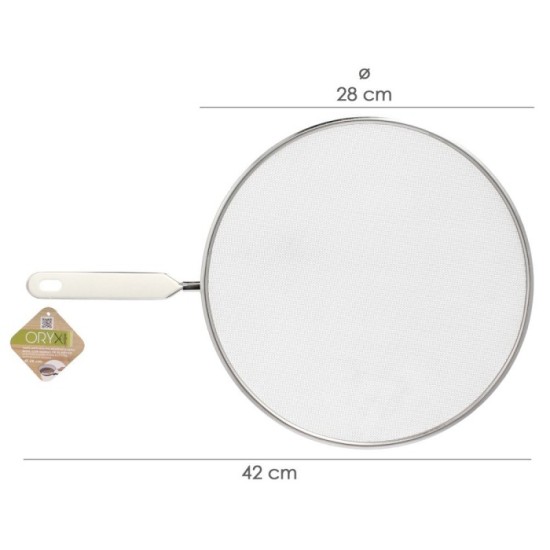 Tapa Anti Salpicaduras Ø 28 cm, Malla Acero Inoxidable, Con mango, Pantalla Antisalpicaduras,Tapa Sarten,Tapa ollas,Tapa aceite 