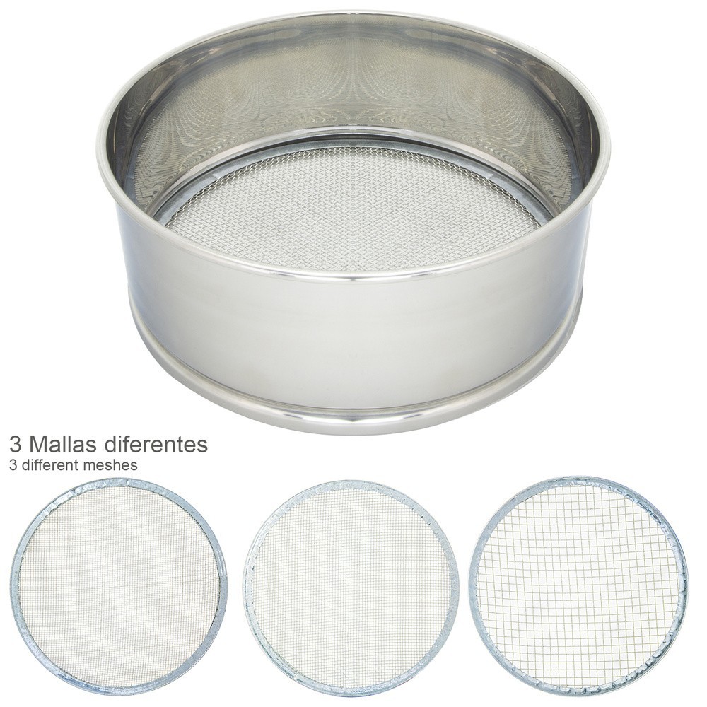 Harinero Tamizador Acero Inoxidable Ø 20 cm, Con 3 Mallas Intercambiables al por Mayor | Almacén de Ferretería