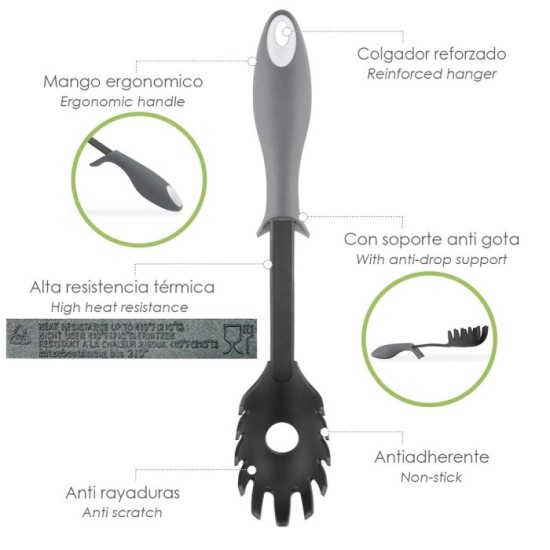 Servidor Espaguetis Nylon Con mango Antigotas Engomado 31,5 x 6 cm, al por Mayor | Almacén de Ferretería
