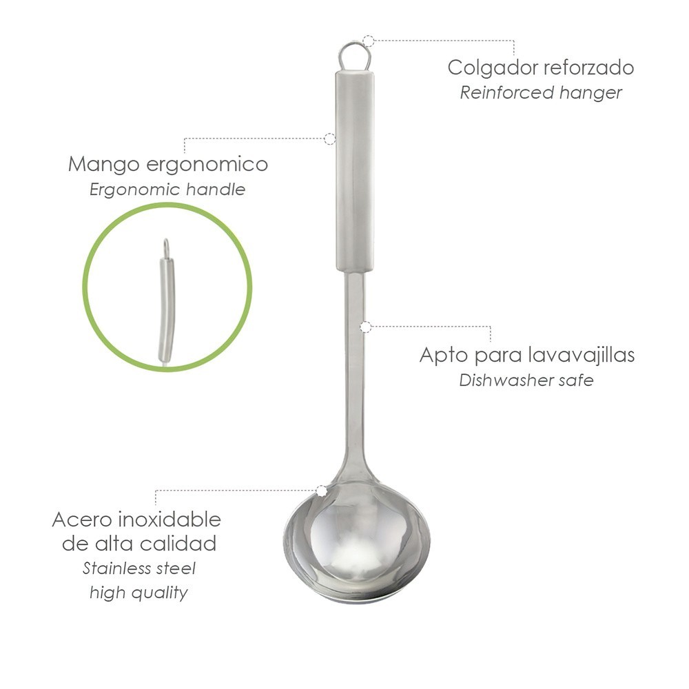 Cucharon Cocina Acero Inoxidable 9x33,5 (Alt,) cm, al por Mayor | Almacén de Ferretería
