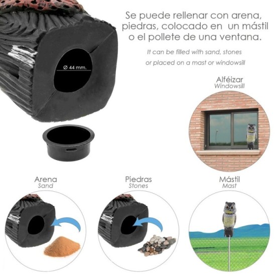Buho Ahuyentador de Pajaros / Aves Con Cabeza Giratoria 40 cm, al por Mayor | Almacén de Ferretería