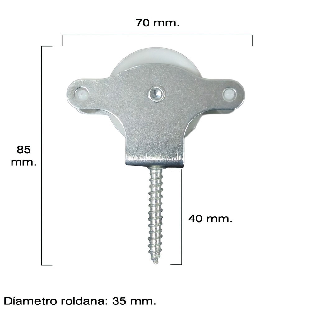 Polea Tendedero Wolfpack Zincado 40 mm, Roldana Plástico con Tirafondo al por Mayor | Almacén de Ferretería