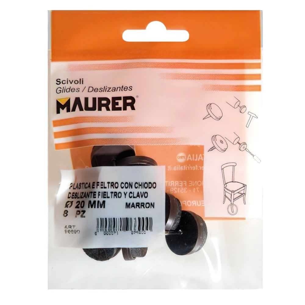 Deslizante Marron Con Fieltro Ø20 (Blister 8 Unidades) al por Mayor | Almacén de Ferretería