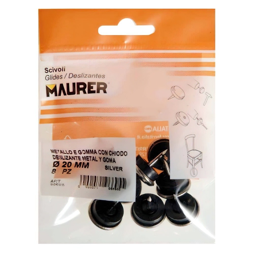 Deslizante Metal Goma Claro Ø20 (Blister 8 Unidades) al por Mayor | Almacén de Ferretería