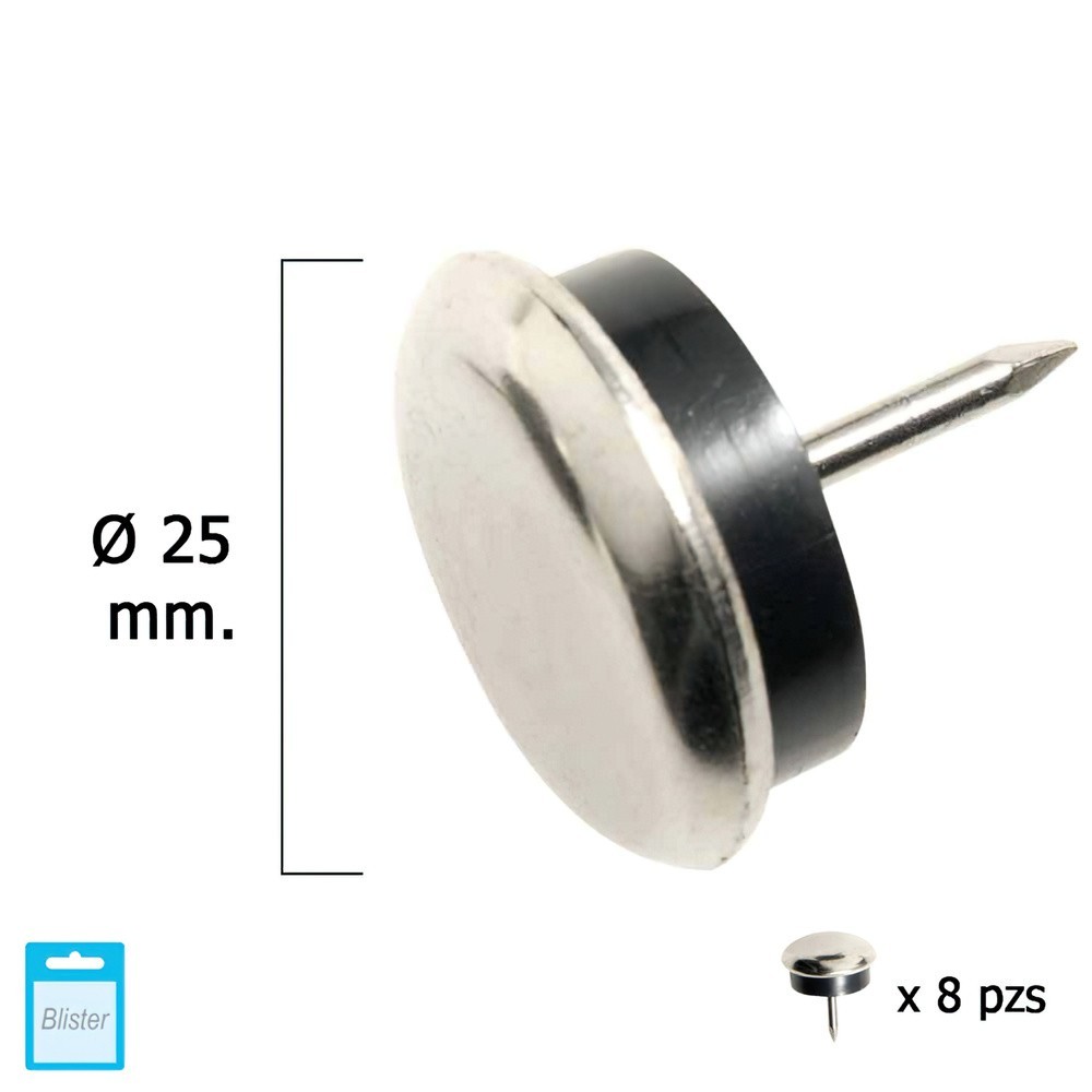 Deslizante Metal Goma Claro Ø25 (Blister 8 Unidades) al por Mayor | Almacén de Ferretería
