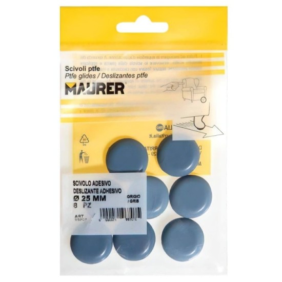 Deslizante Gris Ptfe Ø25 (Blister 8 Unidades) al por Mayor | Almacén de Ferretería